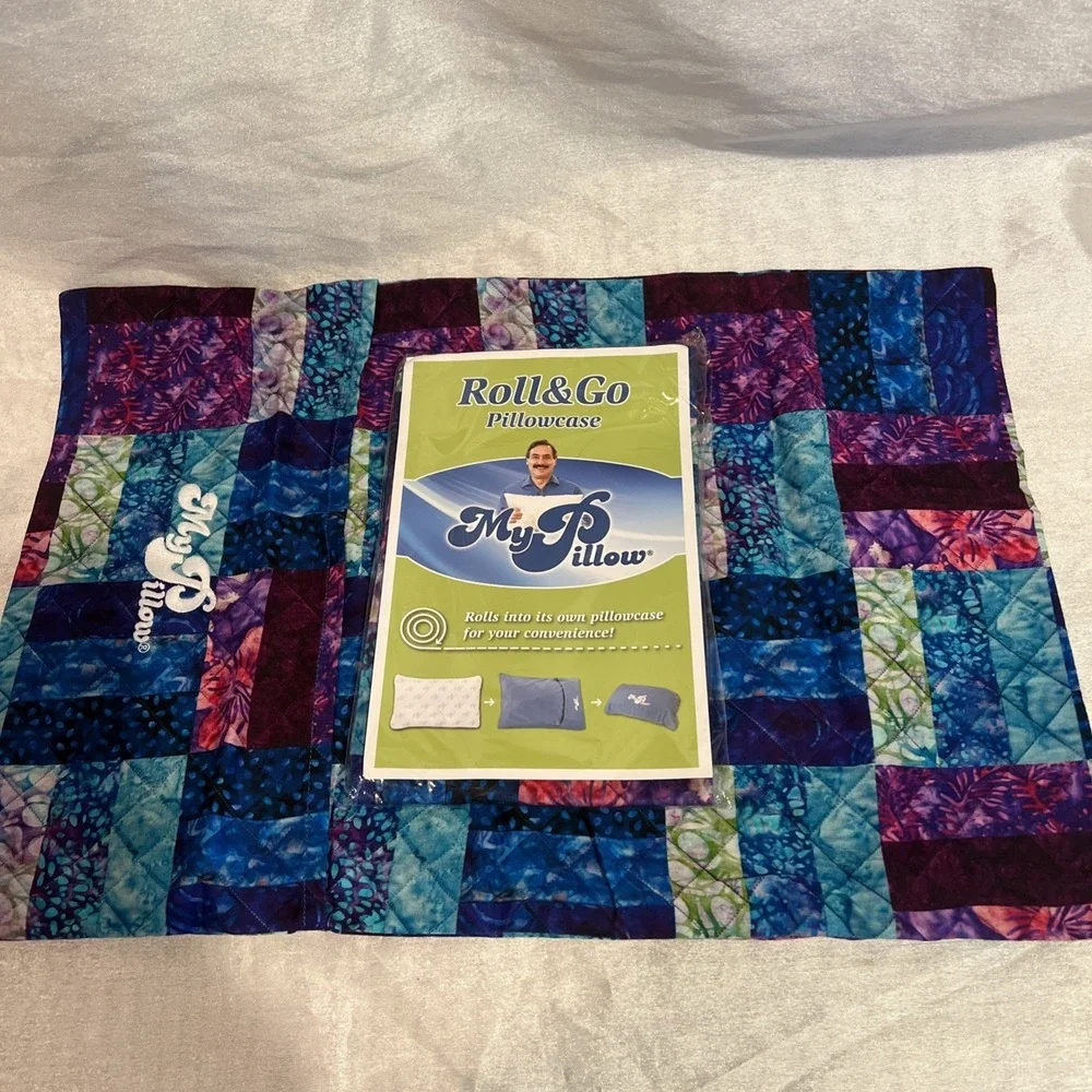 2 NEW My Pillow Roll & Go Pillowcase Jeweltone Quilt Block Child/adult 12